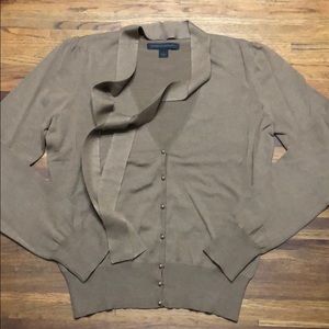 Express Brown Silk Blend Cardigan w/Scarf